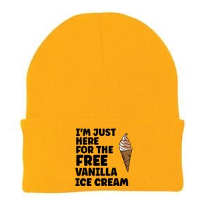 IM Just Here For The Free Ice Vanilla Cream Summer Great Gift Cute Gift Knit Cap Winter Beanie