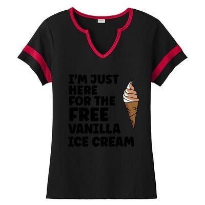 IM Just Here For The Free Ice Vanilla Cream Summer Great Gift Cute Gift Ladies Halftime Notch Neck Tee