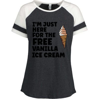 IM Just Here For The Free Ice Vanilla Cream Summer Great Gift Cute Gift Enza Ladies Jersey Colorblock Tee