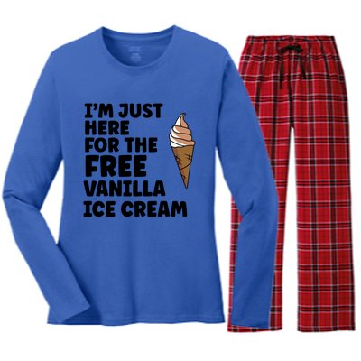 IM Just Here For The Free Ice Vanilla Cream Summer Great Gift Cute Gift Women's Long Sleeve Flannel Pajama Set 