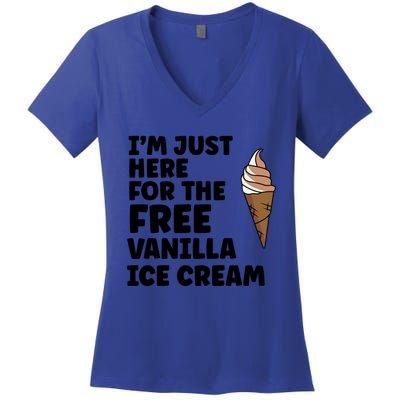 IM Just Here For The Free Ice Vanilla Cream Summer Great Gift Cute Gift Women's V-Neck T-Shirt