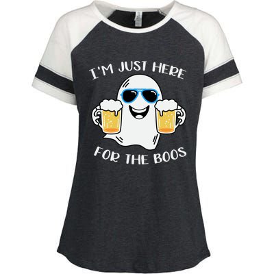 I’M Just Here For The Boos Costume Funny Halloween Meaningful Gift Enza Ladies Jersey Colorblock Tee