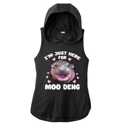 IM Just Here For The Moo Deng Ladies PosiCharge Tri-Blend Wicking Draft Hoodie Tank