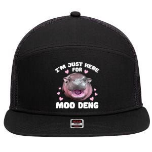 IM Just Here For The Moo Deng 7 Panel Mesh Trucker Snapback Hat