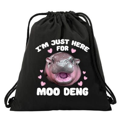 IM Just Here For The Moo Deng Drawstring Bag