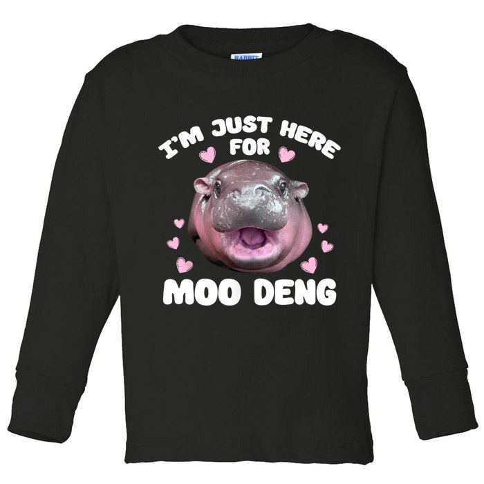 IM Just Here For The Moo Deng Toddler Long Sleeve Shirt