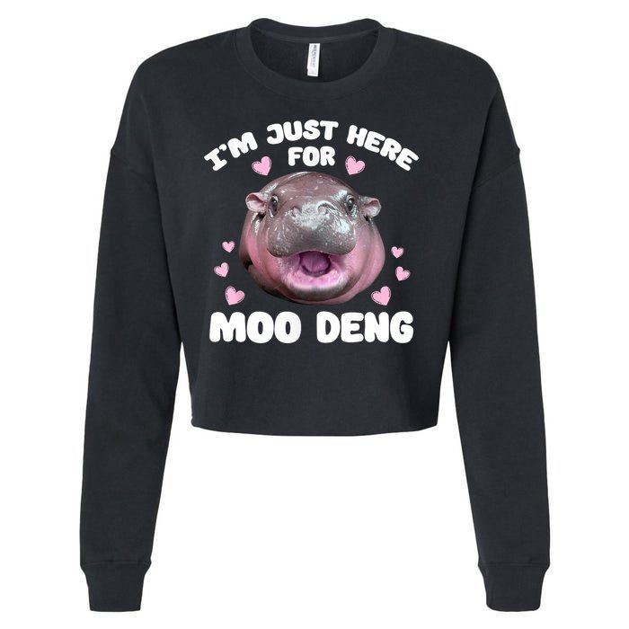 IM Just Here For The Moo Deng Cropped Pullover Crew
