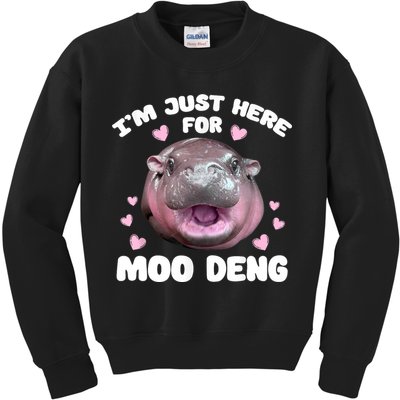 IM Just Here For The Moo Deng Kids Sweatshirt