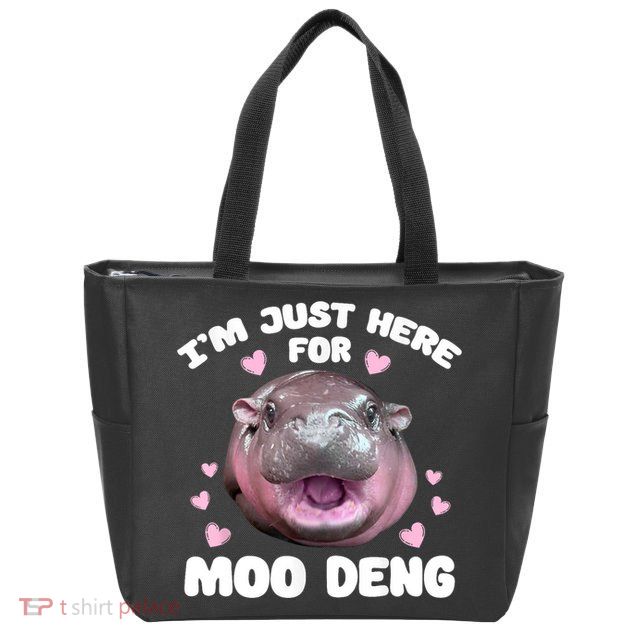 IM Just Here For The Moo Deng Zip Tote Bag