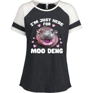 IM Just Here For The Moo Deng Enza Ladies Jersey Colorblock Tee