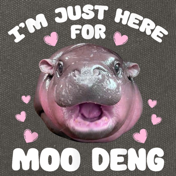 IM Just Here For The Moo Deng Cotton Canvas Backpack