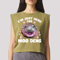IM Just Here For The Moo Deng Garment-Dyed Women's Muscle Tee