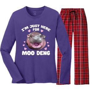 IM Just Here For The Moo Deng Women's Long Sleeve Flannel Pajama Set 