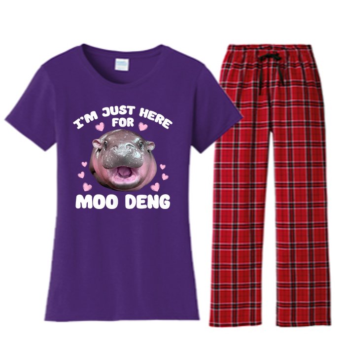 IM Just Here For The Moo Deng Women's Flannel Pajama Set