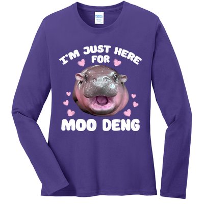 IM Just Here For The Moo Deng Ladies Long Sleeve Shirt