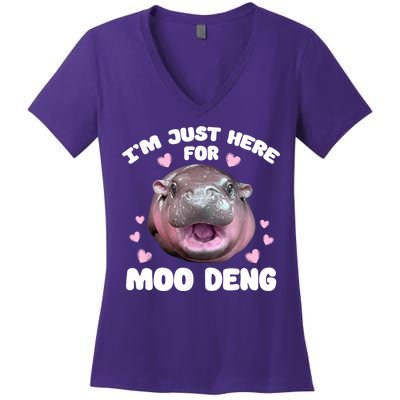 IM Just Here For The Moo Deng Women's V-Neck T-Shirt