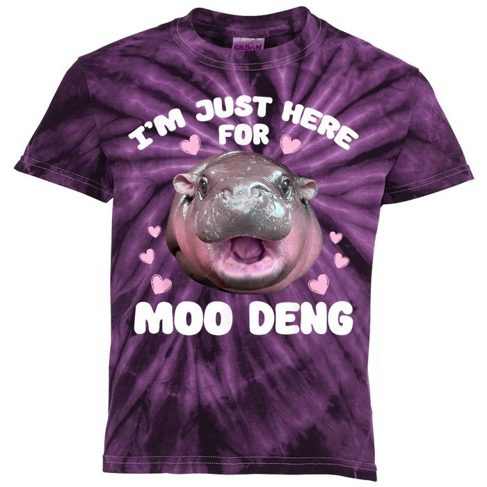 IM Just Here For The Moo Deng Kids Tie-Dye T-Shirt