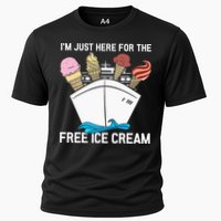 I'm Just Here For The Free Ice Cream Funny Cruise Cooling Performance Crew T-Shirt