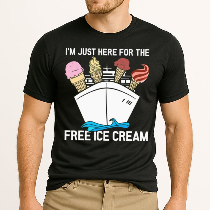 I'm Just Here For The Free Ice Cream Funny Cruise Cooling Performance Crew T-Shirt