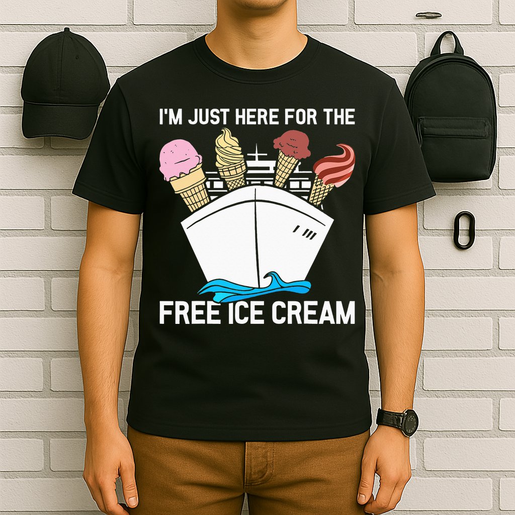 I'm Just Here For The Free Ice Cream Funny Cruise T-Shirt