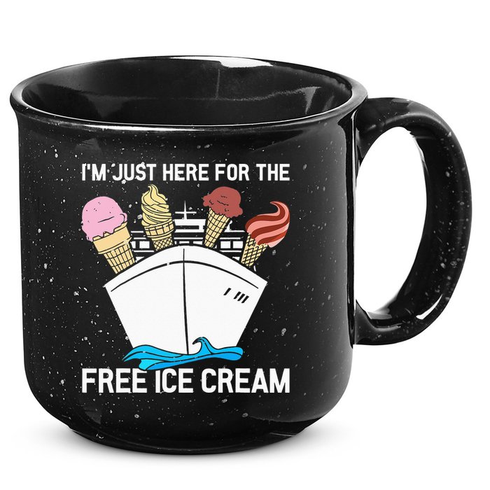 I'm Just Here For The Free Ice Cream Funny Cruise 15oz Campfire Ceramic Mug
