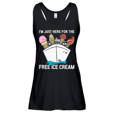 I'm Just Here For The Free Ice Cream Funny Cruise Ladies Essential Flowy Tank