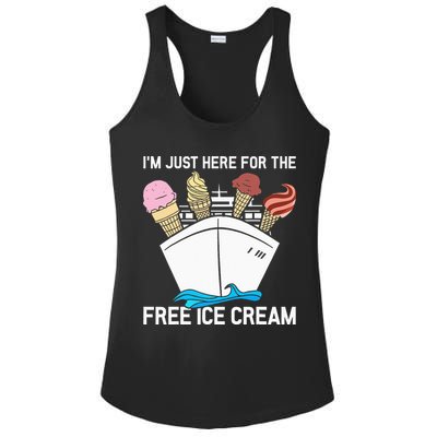 I'm Just Here For The Free Ice Cream Funny Cruise Ladies PosiCharge Competitor Racerback Tank
