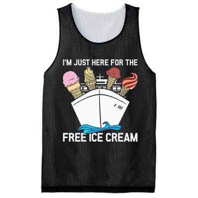 I'm Just Here For The Free Ice Cream Funny Cruise Mesh Reversible Basketball Jersey Tank