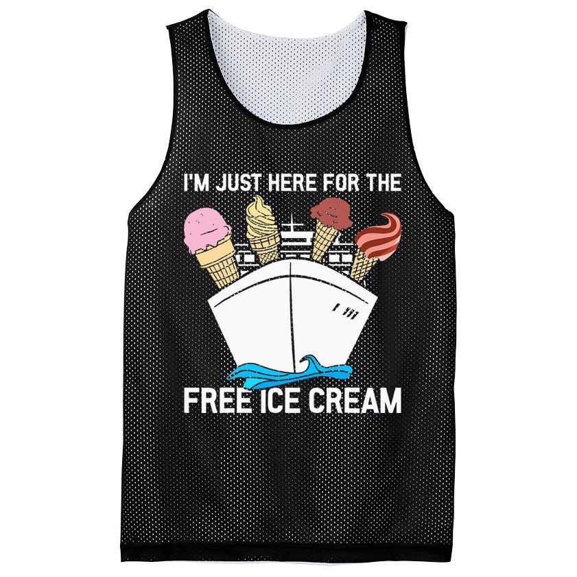 I'm Just Here For The Free Ice Cream Funny Cruise Mesh Reversible Basketball Jersey Tank