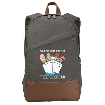 I'm Just Here For The Free Ice Cream Funny Cruise Cotton Canvas Backpack