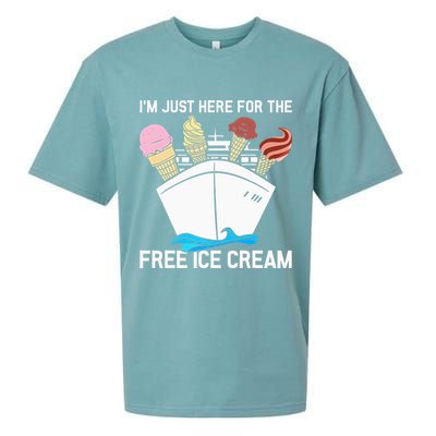 I'm Just Here For The Free Ice Cream Funny Cruise Sueded Cloud Jersey T-Shirt
