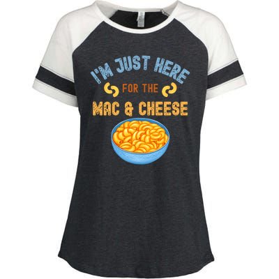 I'm Just Here For The Mac And Cheese Funny Food Humor Enza Ladies Jersey Colorblock Tee