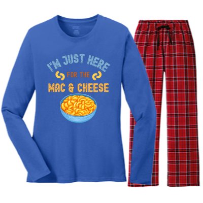 I'm Just Here For The Mac And Cheese Funny Food Humor Women's Long Sleeve Flannel Pajama Set 