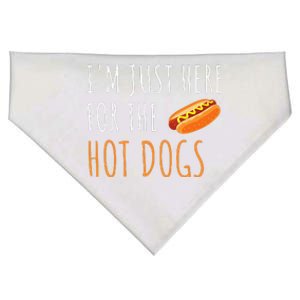 Im Just Here For The Hot Dogs Funny Food USA-Made Doggie Bandana