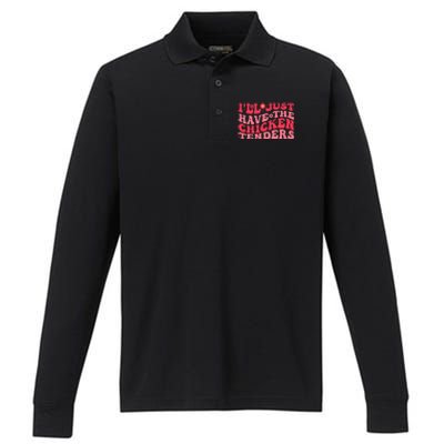 I'll Just Have The Chicken Tenders Funny Chicken groovy Performance Long Sleeve Polo