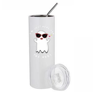 IM Just Here For The Boos Women Funny Halloween Ghost Stainless Steel Tumbler