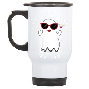 IM Just Here For The Boos Women Funny Halloween Ghost Stainless Steel Travel Mug