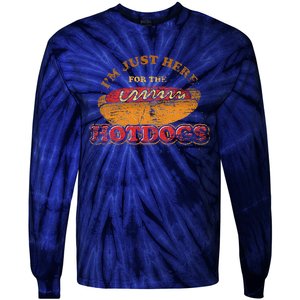 Im Just Here For The Hot Dogs Funny Foodie Weiner Hot Dog Tie-Dye Long Sleeve Shirt