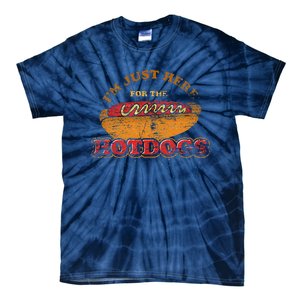 Im Just Here For The Hot Dogs Funny Foodie Weiner Hot Dog Tie-Dye T-Shirt