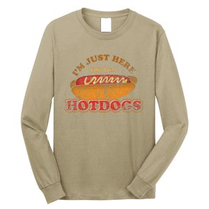 Im Just Here For The Hot Dogs Funny Foodie Weiner Hot Dog Long Sleeve Shirt