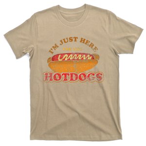 Im Just Here For The Hot Dogs Funny Foodie Weiner Hot Dog T-Shirt