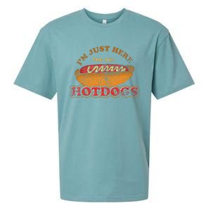 Im Just Here For The Hot Dogs Funny Foodie Weiner Hot Dog Sueded Cloud Jersey T-Shirt