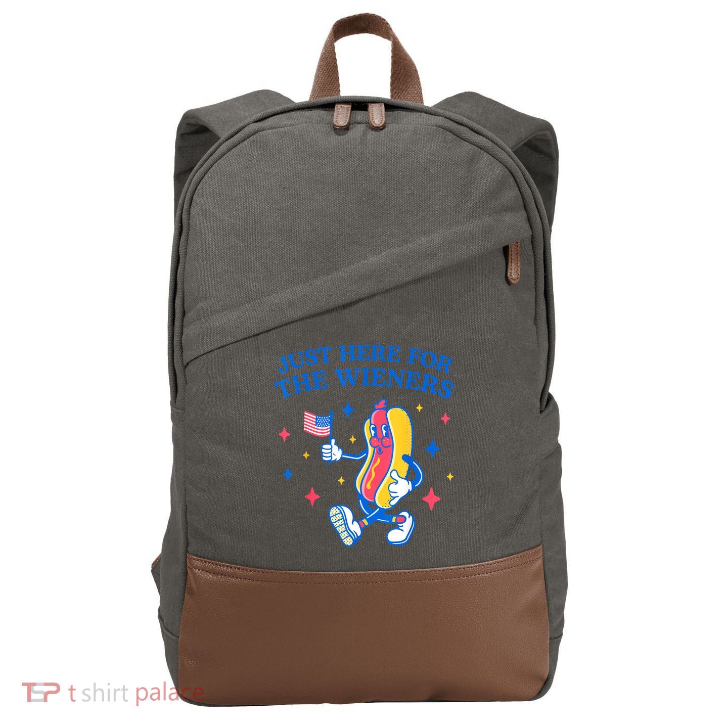 Im Just Here For The Wieners 4th Of July Shirts Cotton Canvas Backpack