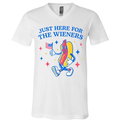 Im Just Here For The Wieners 4th Of July Shirts V-Neck T-Shirt