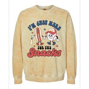 IM Just Here For The Snacks Baseball 4th Of July Hot Dog Colorblast Crewneck Sweatshirt