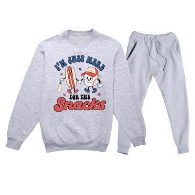 IM Just Here For The Snacks Baseball 4th Of July Hot Dog Premium Crewneck Sweatsuit Set