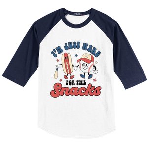 IM Just Here For The Snacks Baseball 4th Of July Hot Dog Baseball Sleeve Shirt