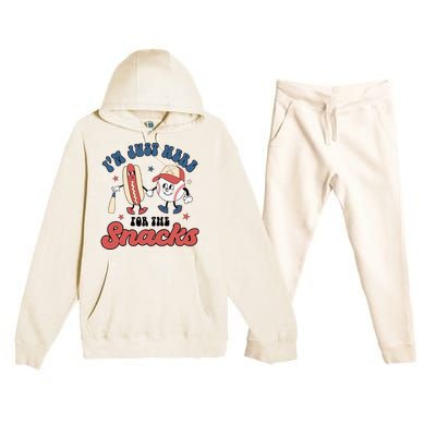 IM Just Here For The Snacks Baseball 4th Of July Hot Dog Premium Hooded Sweatsuit Set