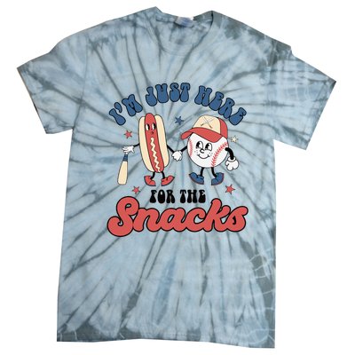 IM Just Here For The Snacks Baseball 4th Of July Hot Dog Tie-Dye T-Shirt