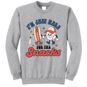 IM Just Here For The Snacks Baseball 4th Of July Hot Dog Tall Sweatshirt